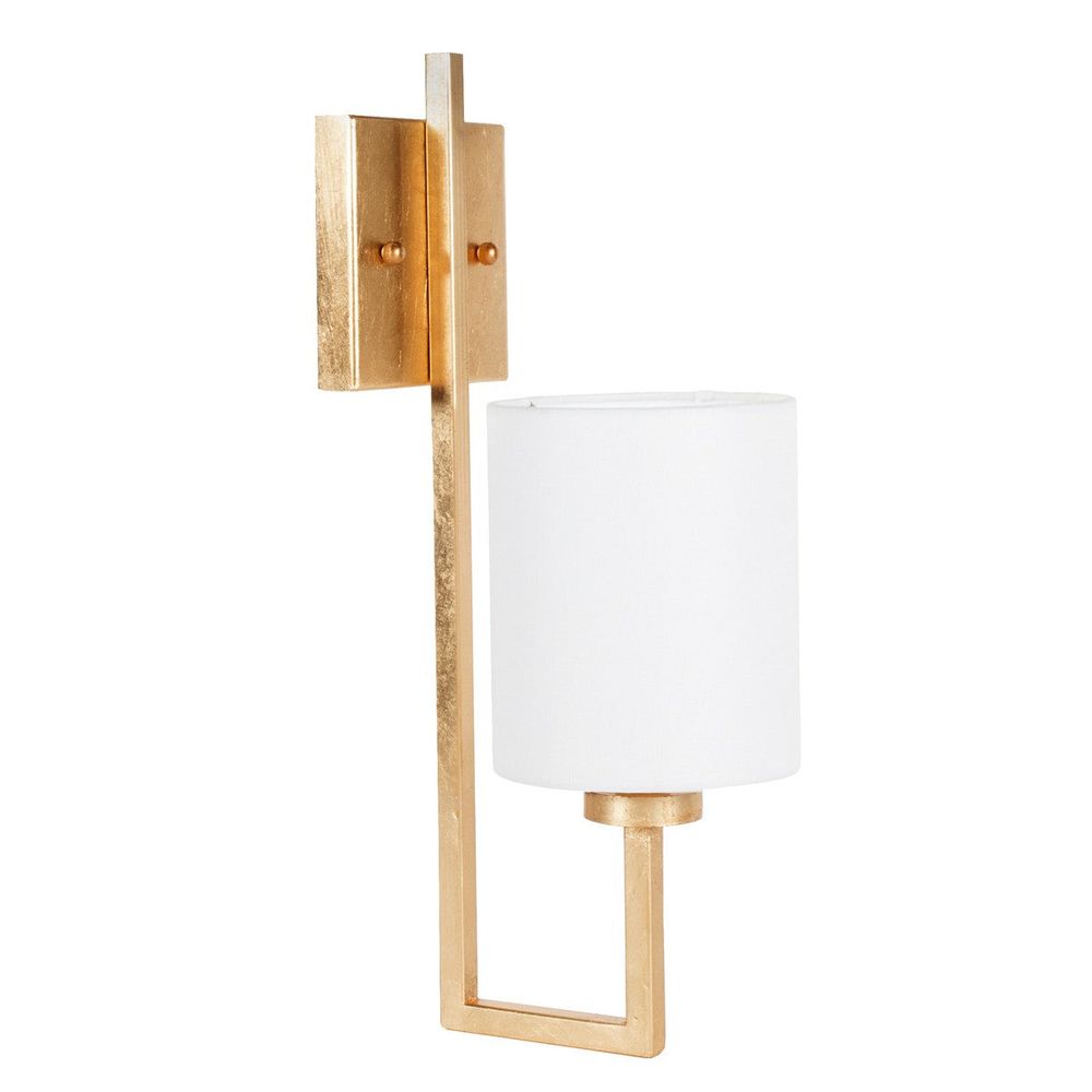 Wall Lighting Beckham - Gold Lf Hook Sconce With White Linen Shade