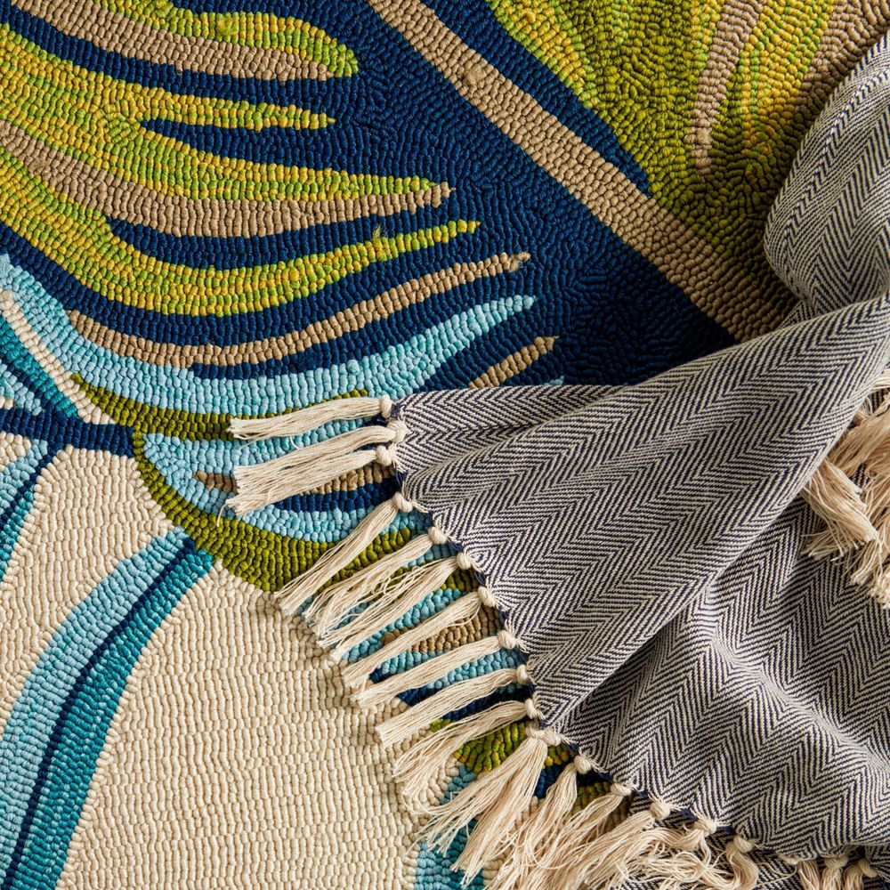 Vesta Floral Blue/ Green Runner Rug (2'6"X8')