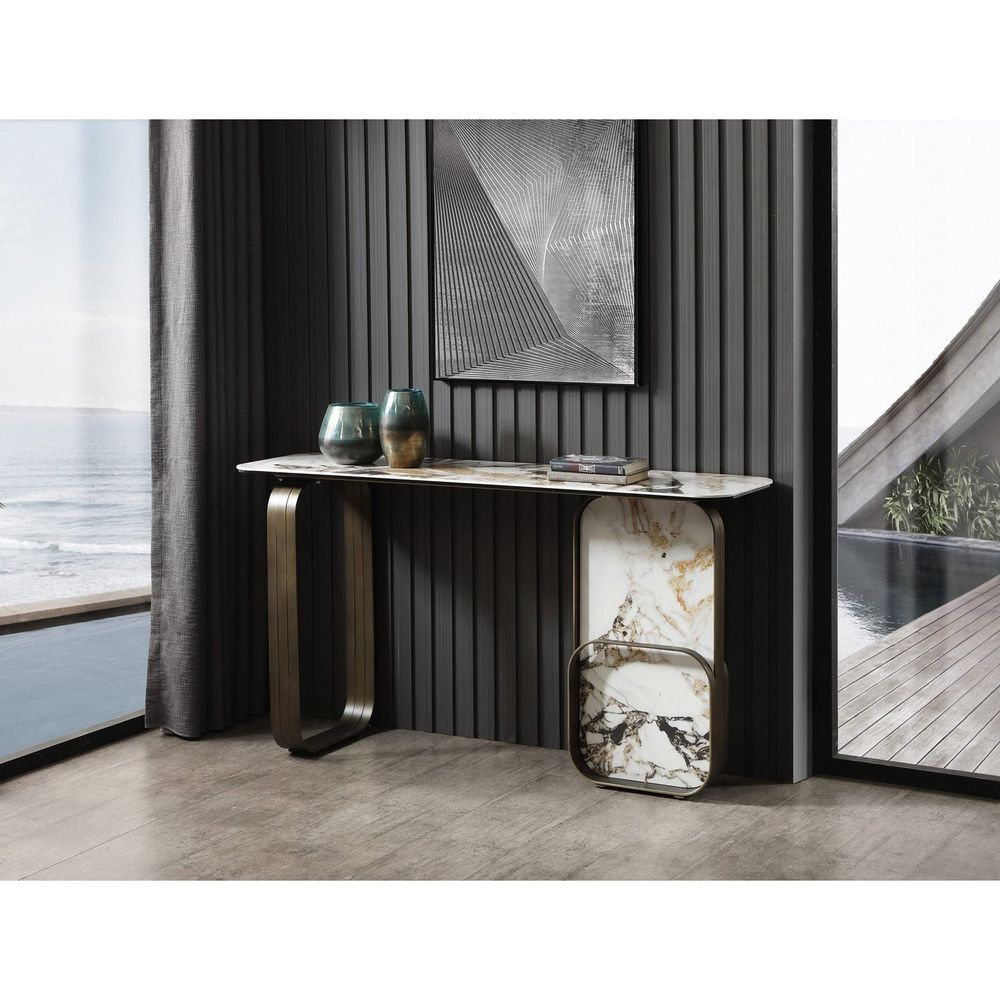 Kora Console-Whiteline Modern Living-WHITELINE-CO1884-WHT/BLK/GLD-Console Tables-1-France and Son
