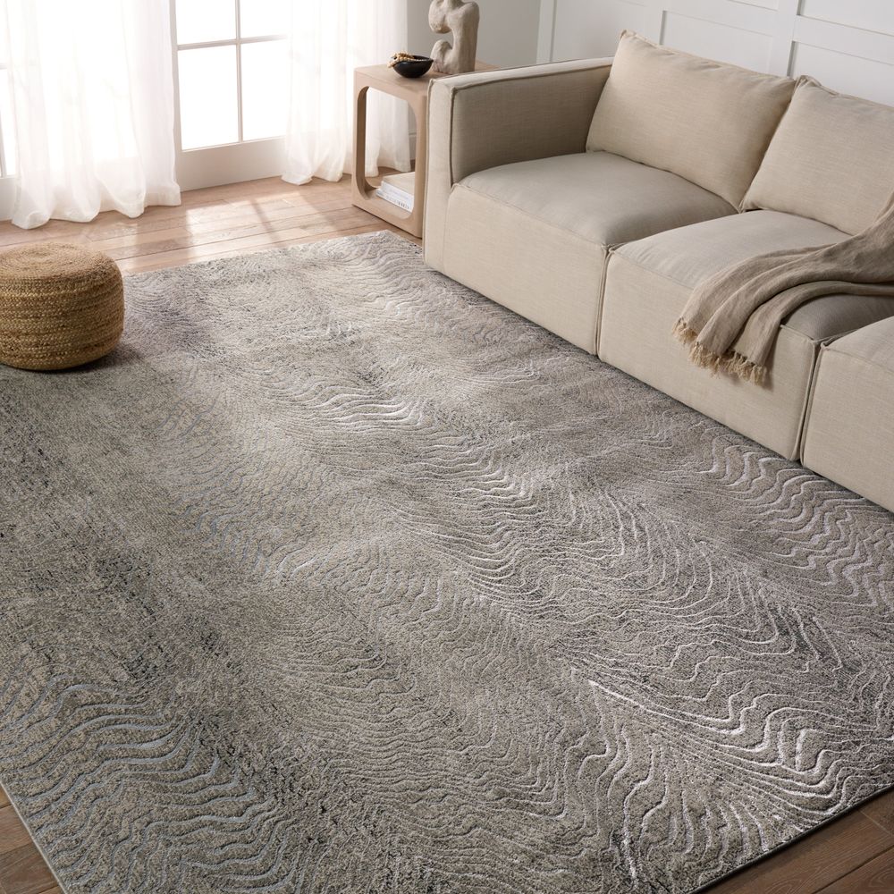 Surge Animal Pattern Gray/ Taupe Runner Rug (3'3"X12')