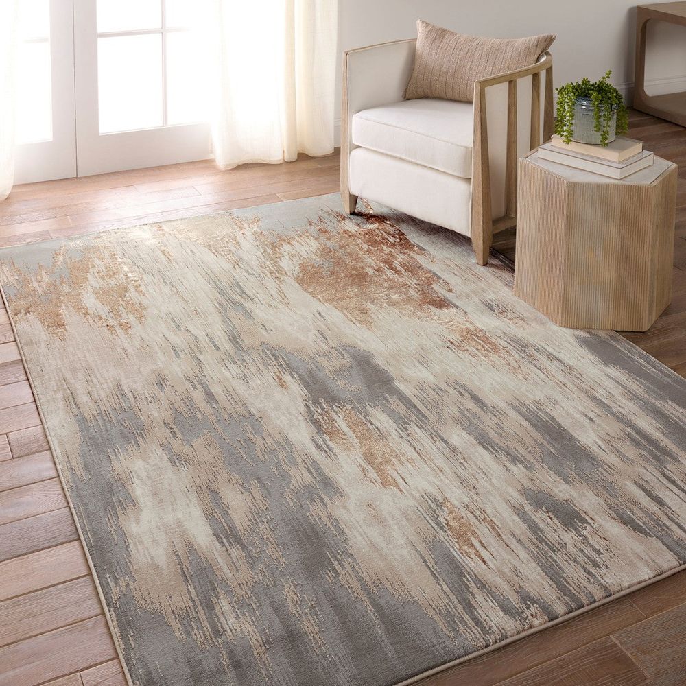 Achilles Abstract Taupe/ Gray Area Rug (6'7"X9'6")