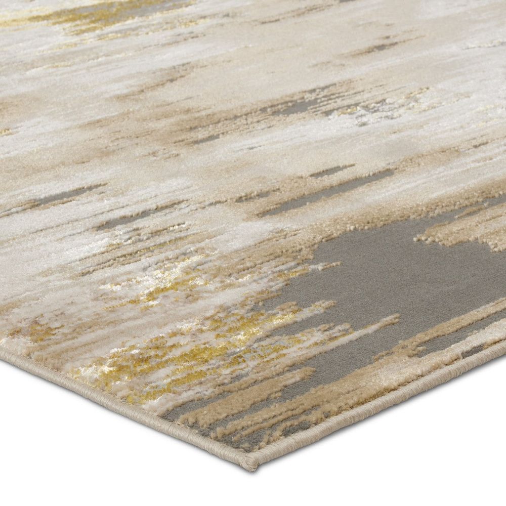 Runners Achilles Abstract Gold/ Gray Runner Rug (3'3"X12')