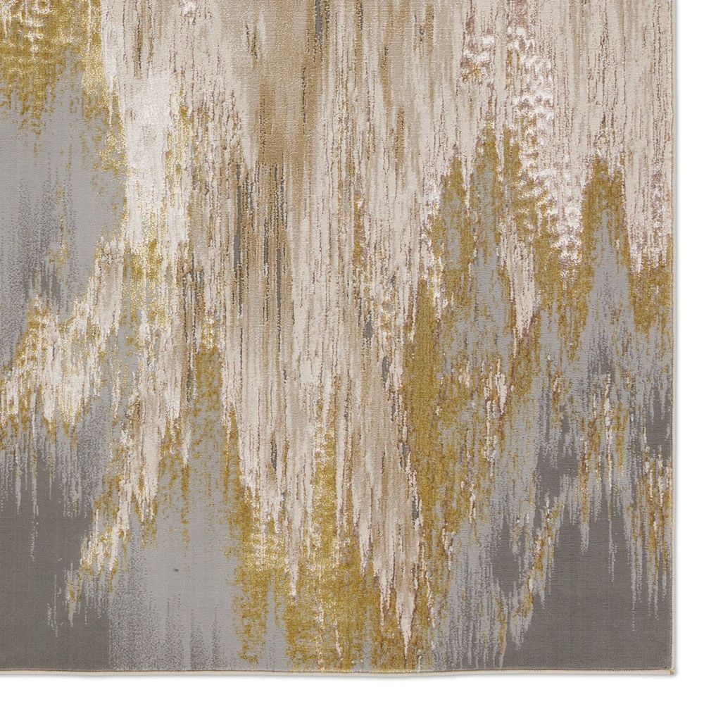 Runners Achilles Abstract Gold/ Gray Runner Rug (2'2"X8')