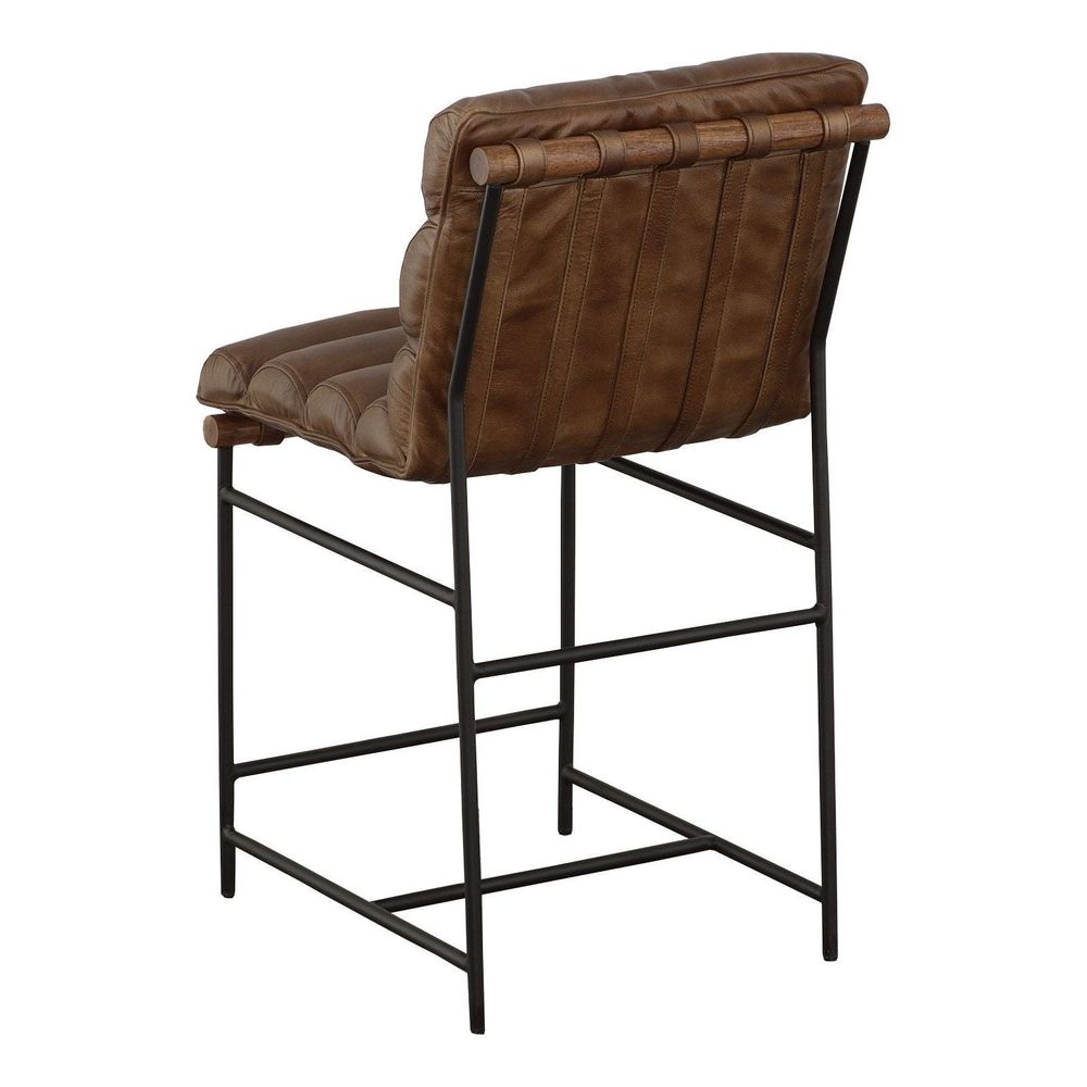 Additional view of Luca Counter Stool in brown and black, featuring natural wood finish and a counter-height seat.