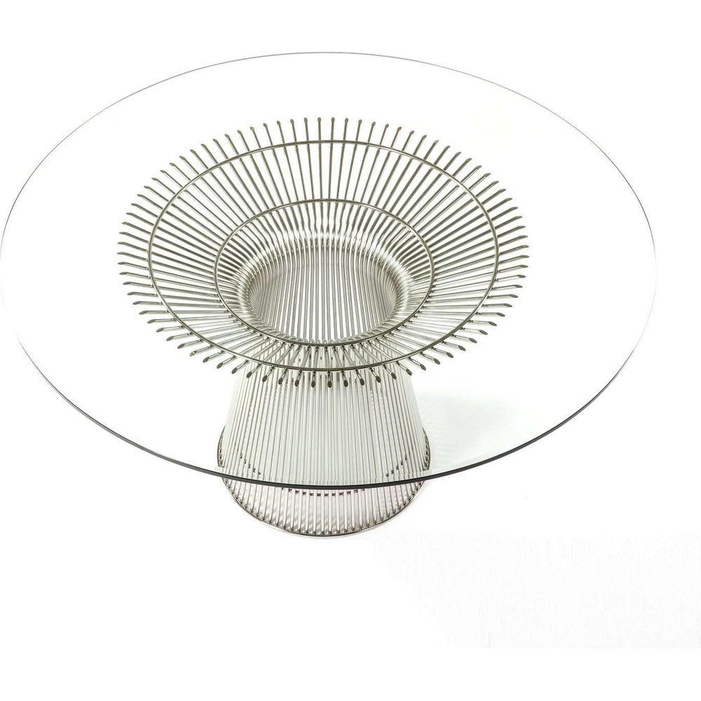 Mid Century Platner Stainless Steel Dining Table-France & Son-FB9688GLASS-Dining TablesPolished Steel-2-France and Son