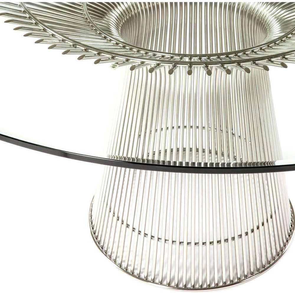 Mid Century Platner Stainless Steel Dining Table-France & Son-FB9688GLASS-Dining TablesPolished Steel-3-France and Son