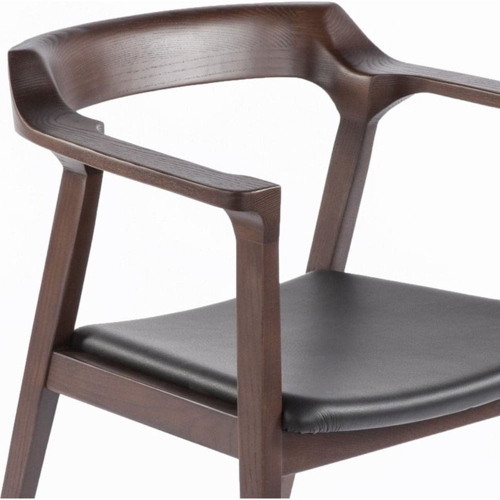 Kaiser Dining Arm Chair - Black Leather-France & Son-FEC9022BLKWAL-Dining Chairs-4-France and Son