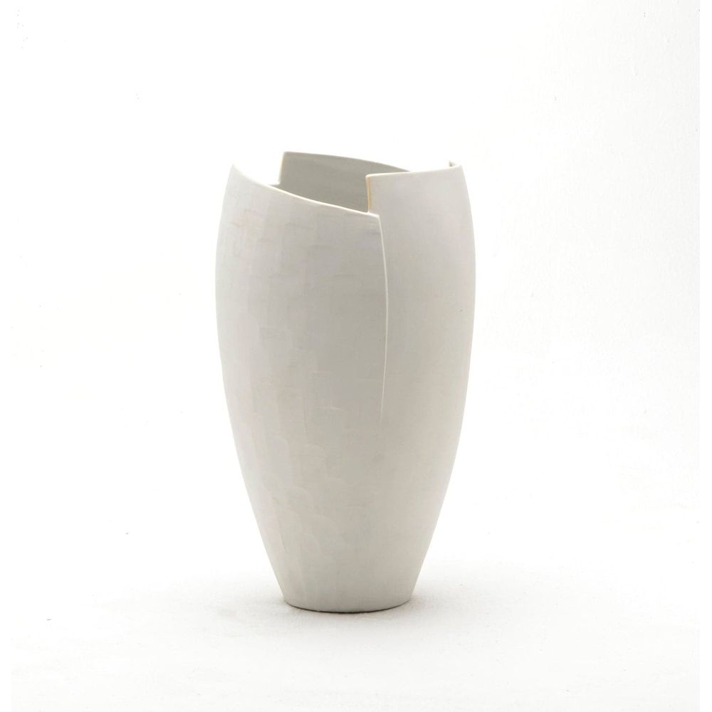 Birch Bark Porcelain Vase in Matte White-Sonder-FIV3084-Vases-1-France and Son