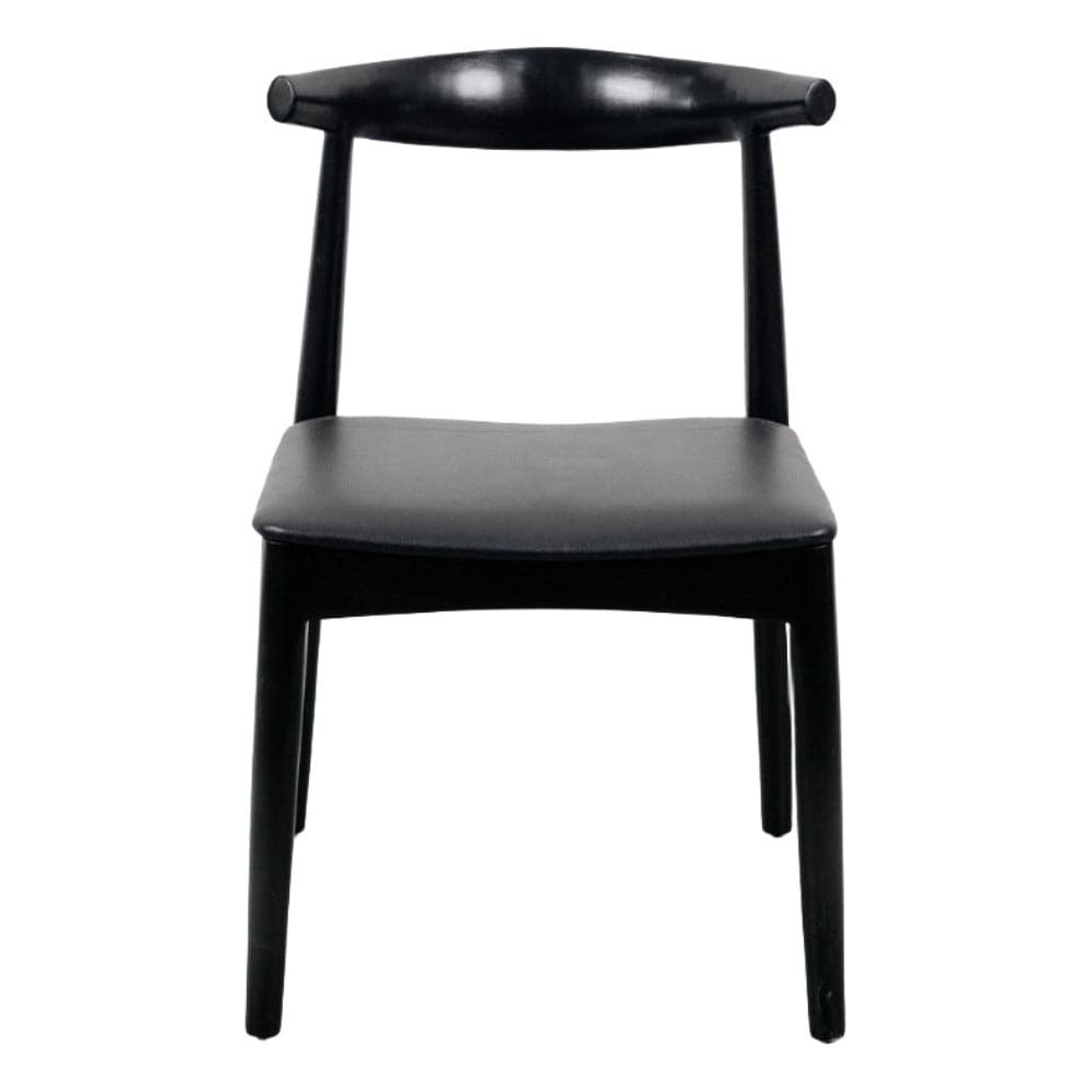 Wegner Elbow Chair - Black-France & Son-FL1078BKBK-Dining Chairs-1-France and Son