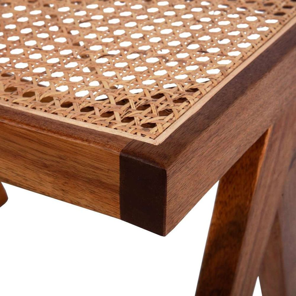 Mid Century Hand Caned Jeanneret Ottoman/Stool-France & Son-FL1112NTRL-Stools & OttomansNatural Ottoman-3-France and Son