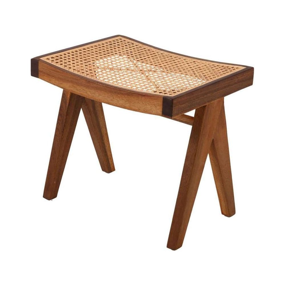 Mid Century Hand Caned Jeanneret Ottoman/Stool-France & Son-FL1112NTRL-Stools & OttomansNatural Ottoman-2-France and Son