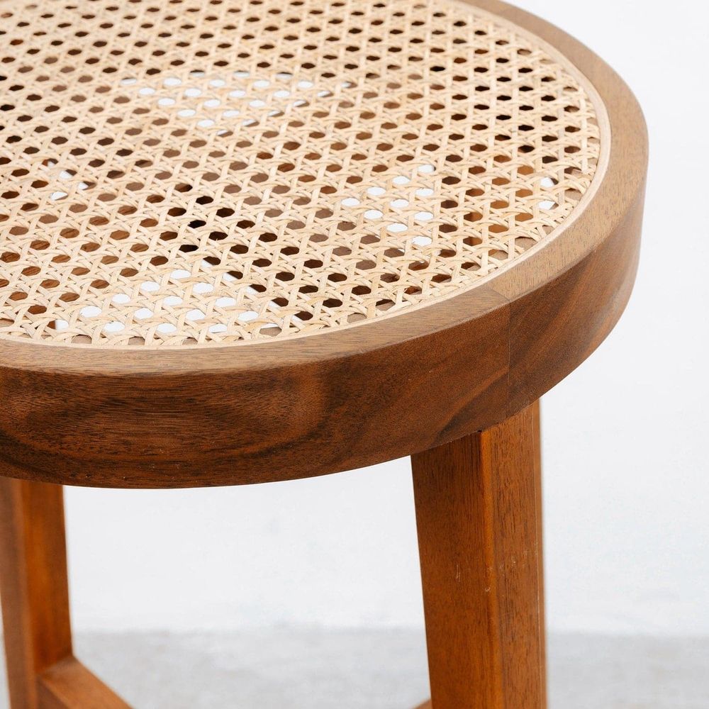 Jeanneret Round Counter Stool with Cane Seat-France & Son-FL1141NTRL-CUT-Bar StoolsNatural-3-France and Son