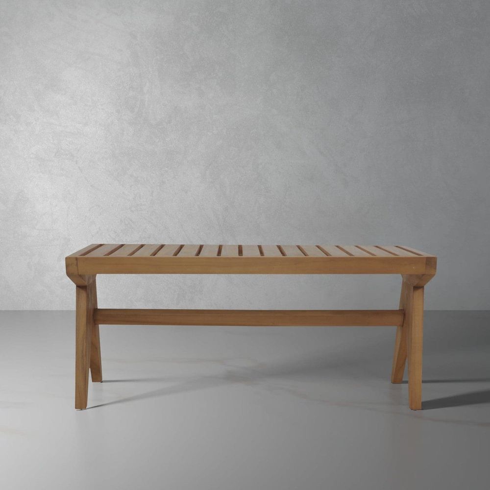 Jeanneret Teak Wood Bench-France & Son-FL1201TEAK-Benches-1-France and Son