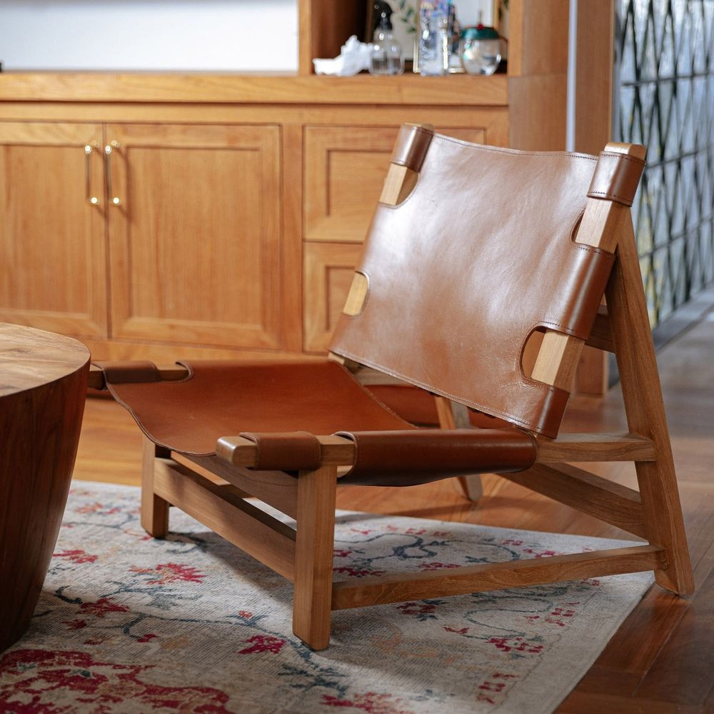 Armless Spanish Chair - Leather Sling