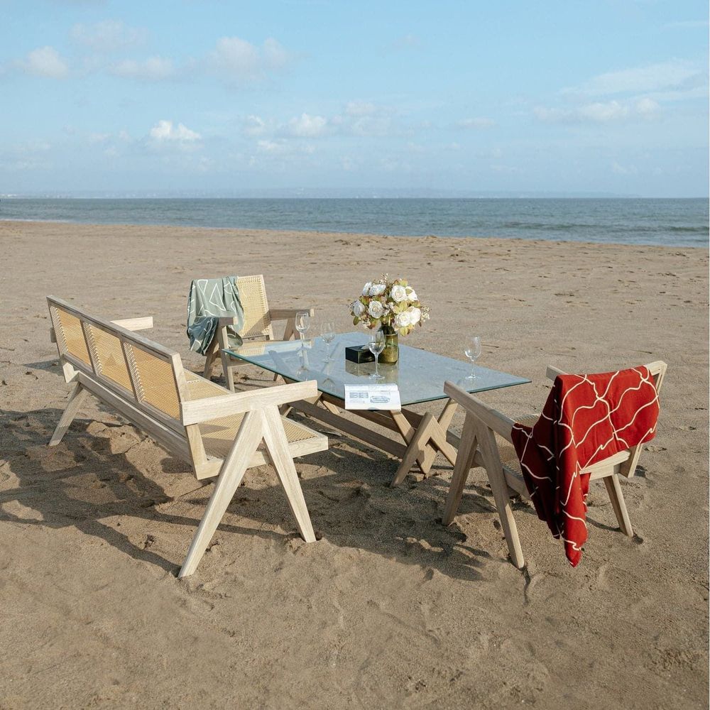 Jeanneret Coffee Table Type A - Rectangle Glass Top-France & Son-FL1488BASE-IVORY-Coffee TablesIvory - 47"-10-France and Son