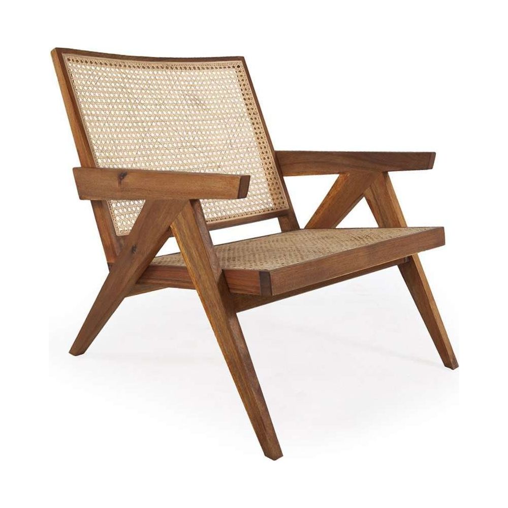 Jeanneret Lounge Chair with Arms - Natural Acacia-France & Son-FL1317NTRL-Lounge ChairsNatural-4-France and Son