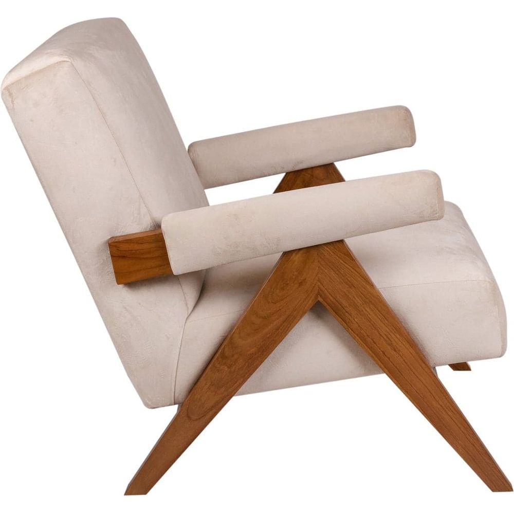 Jeanneret Upholstered Lounge Chair-France & Son-FL1322BGE-Lounge ChairsOff-White Fabric-13-France and Son