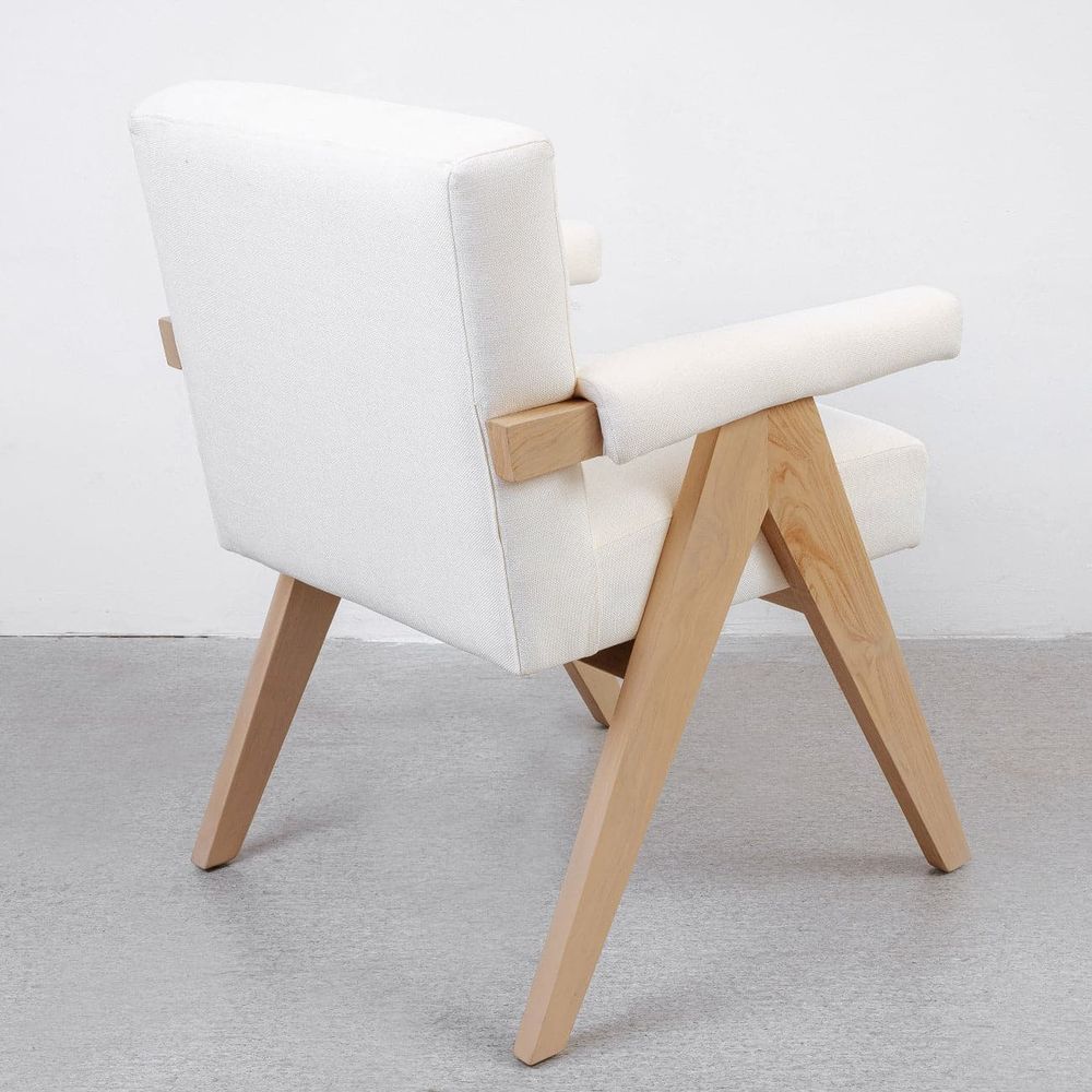 Jeanneret Dining Armchair - Upholstered-France & Son-FL1324IVORY-Dining ChairsSingle-Ivory-2-France and Son