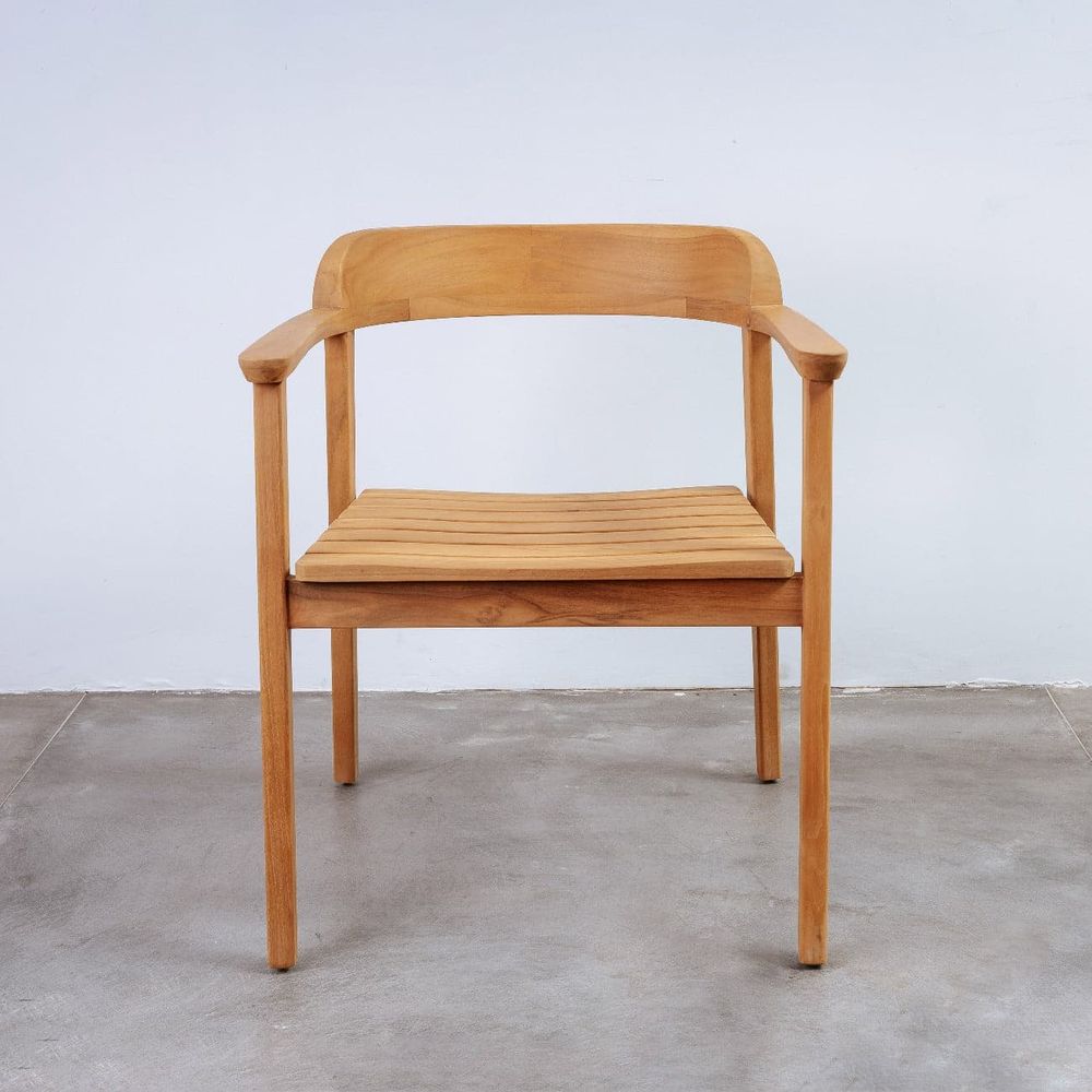 Perriand Teak Slat Dining Armchair