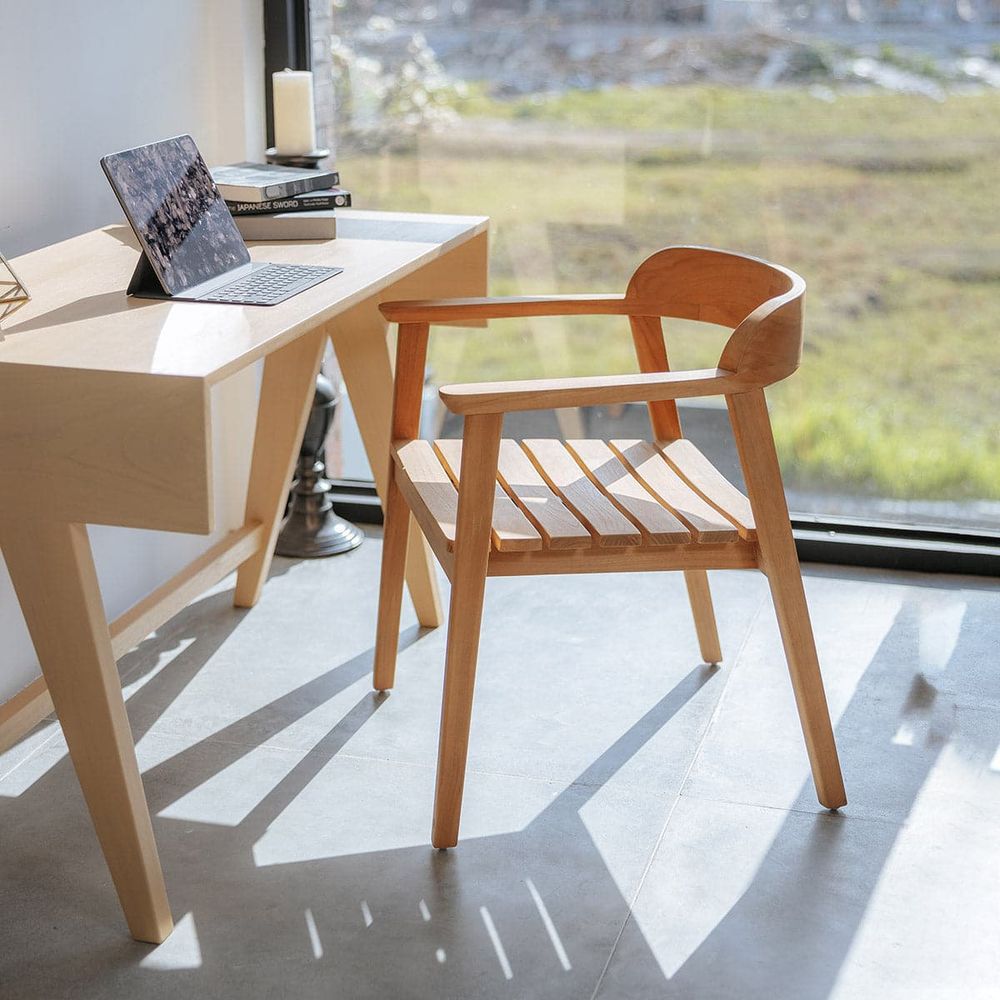 Perriand Teak Slat Dining Armchair