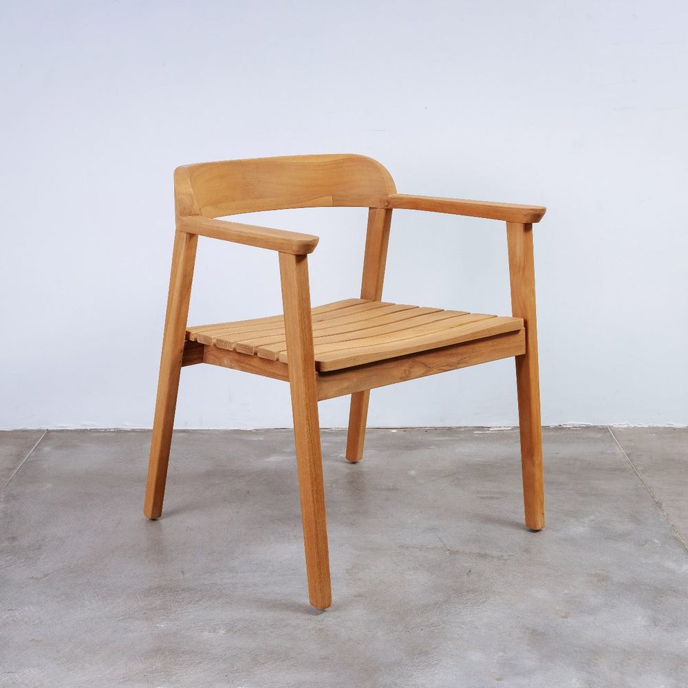 Perriand Teak Slat Dining Armchair