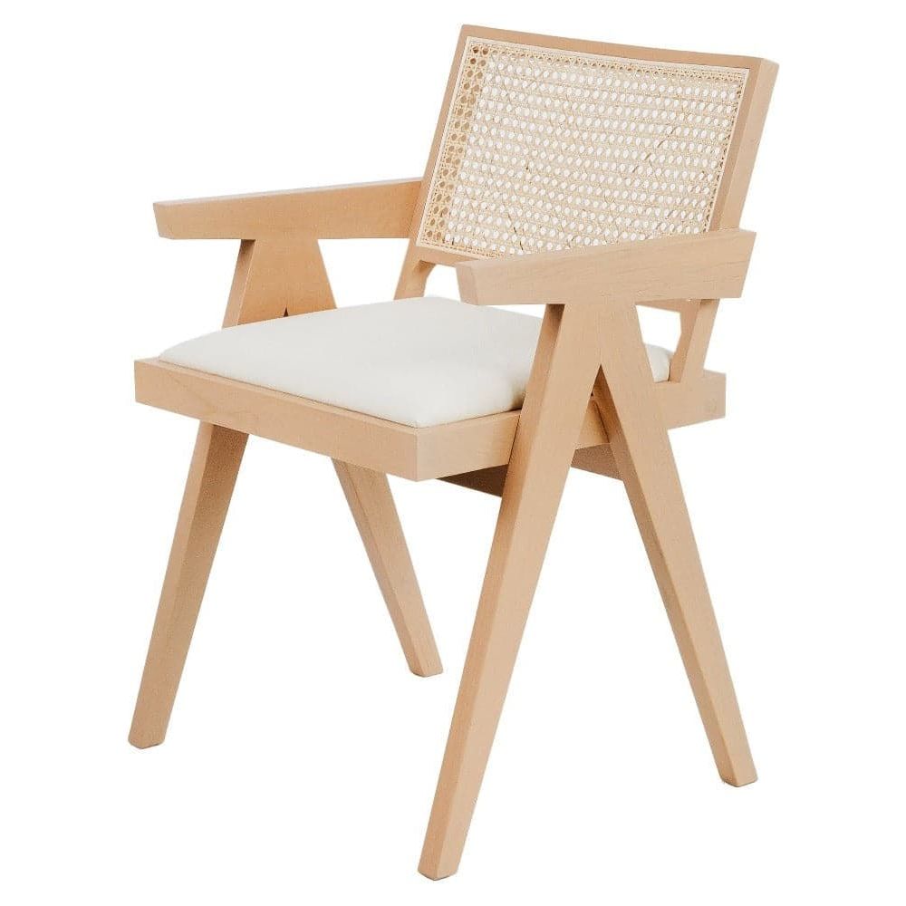 Pierre Jeanneret Dining Armchair with Seat Pad-France & Son-FL1336-Dining ChairsWhitewashed-Single-2-France and Son