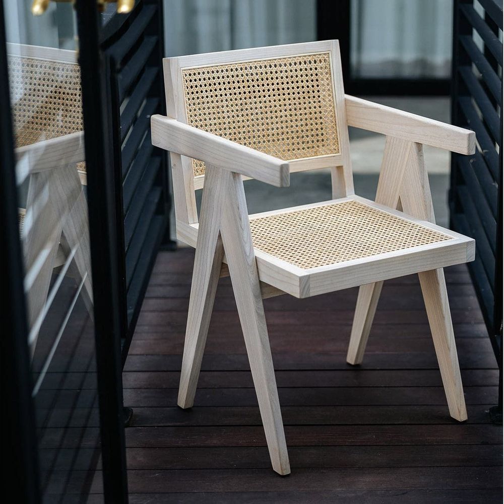 Mid Century Hand Cane Jeanneret Armchair Type 1-France & Son-FL1396NTRL-Dining ChairsNatural Teak-Single-12-France and Son