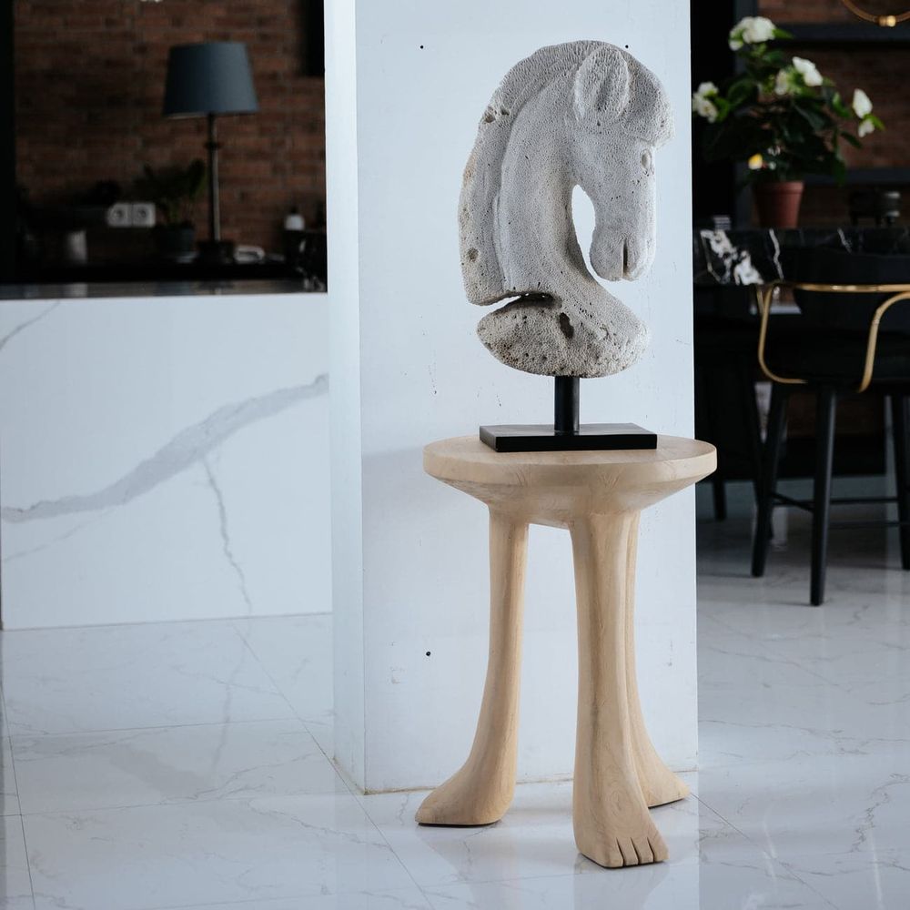 Paw Foot Pedestal Side Table-France & Son-FL1433IVORY-Side Tables-2-France and Son