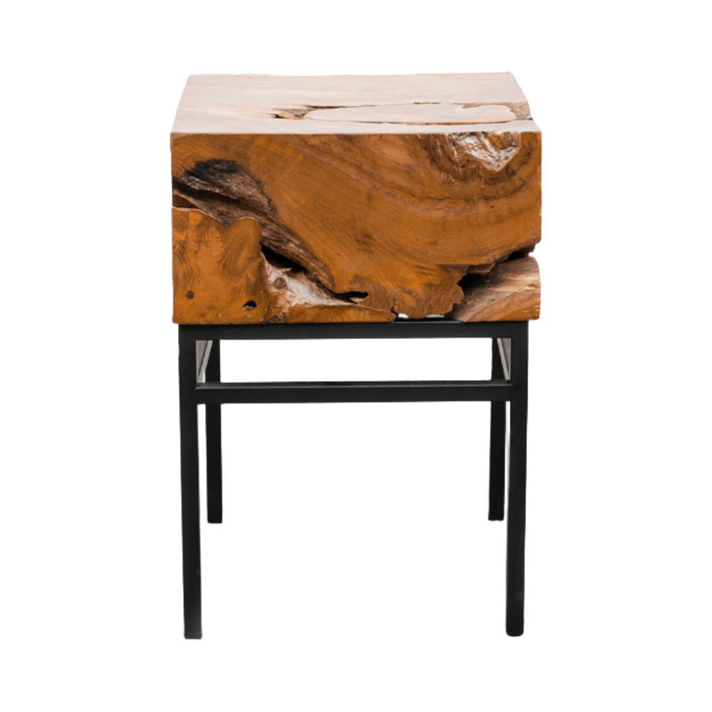 Organic Teak Root Side Table - Square-France & Son-FL1478TEAK-Side TablesSingle-1-France and Son