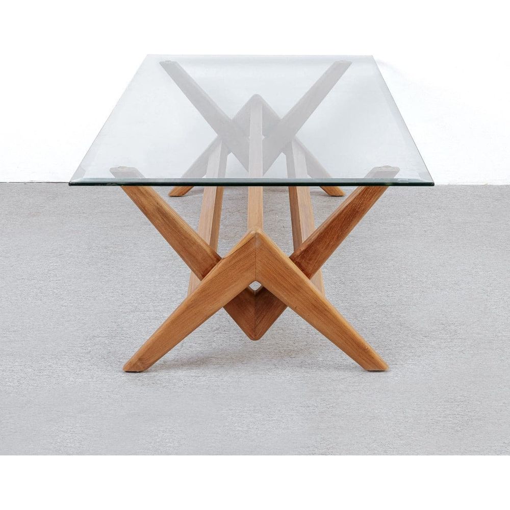 Jeanneret Coffee Table Type A - Rectangle Glass Top-France & Son-FL1488BASE-IVORY-Coffee TablesIvory - 47"-4-France and Son