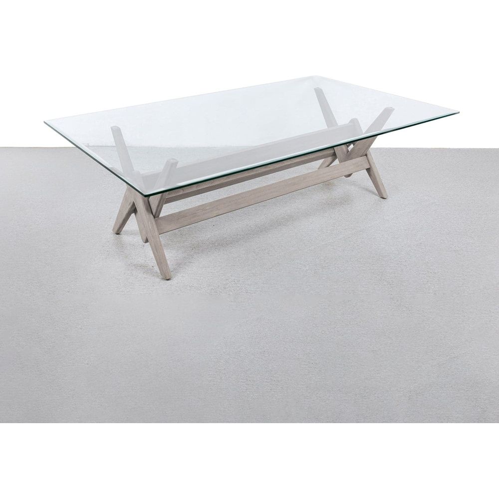 Jeanneret Coffee Table Type A - Rectangle Glass Top-France & Son-FL1492BASE-GREY-Coffee TablesGrey - 55"-5-France and Son