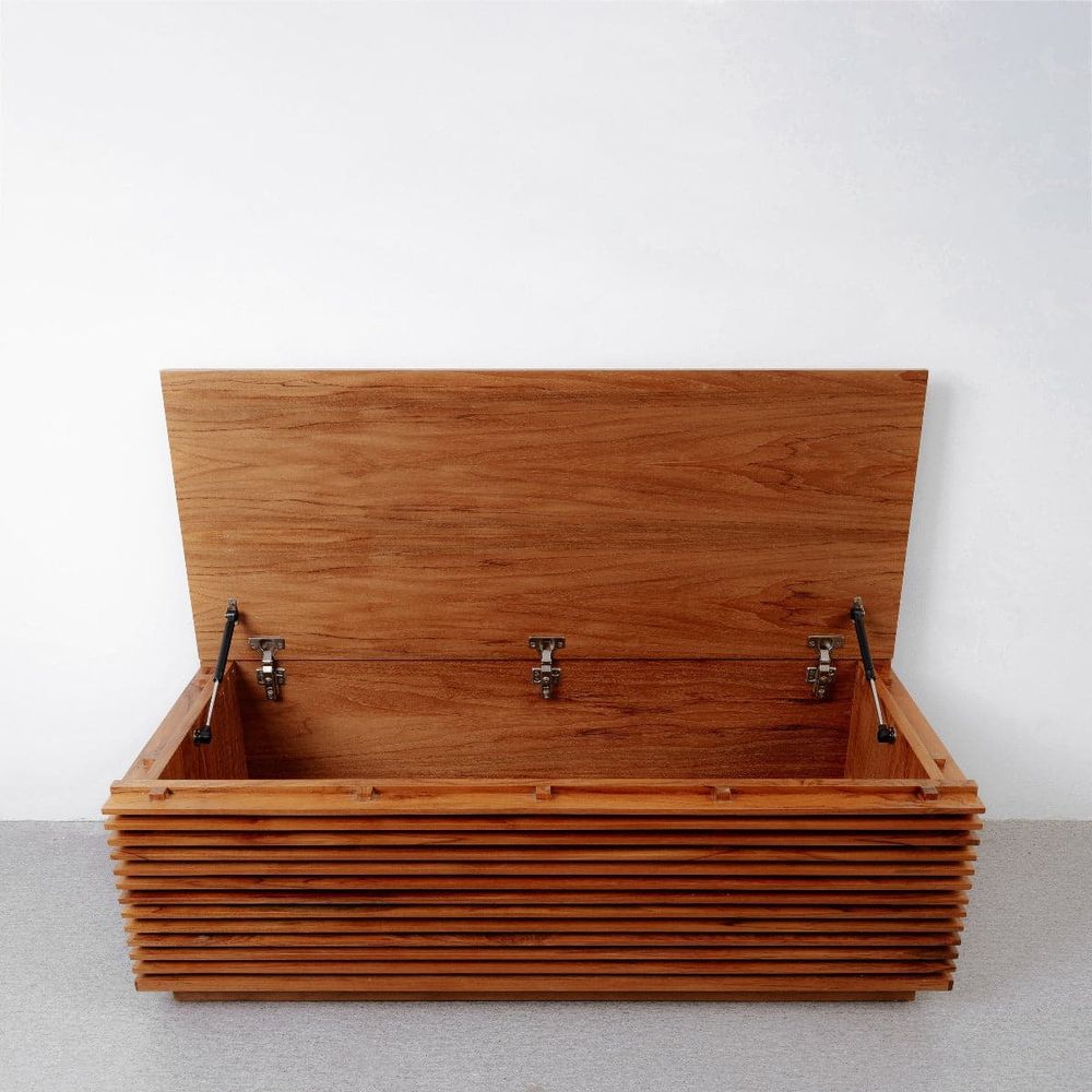 Jensen Slatted Teak Storage Bench-France & Son-FL1529NTRL-BenchesTeak-48"-3-France and Son