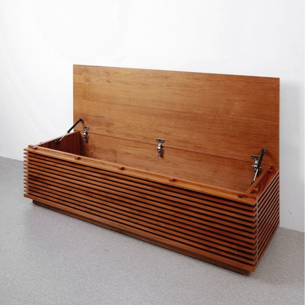 Jensen Slatted Teak Storage Bench-France & Son-FL1529NTRL-BenchesTeak-48"-5-France and Son