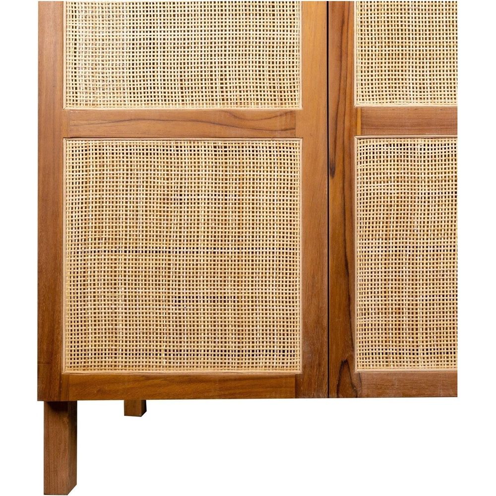 Lemari Teak and Cane Arched Armoire