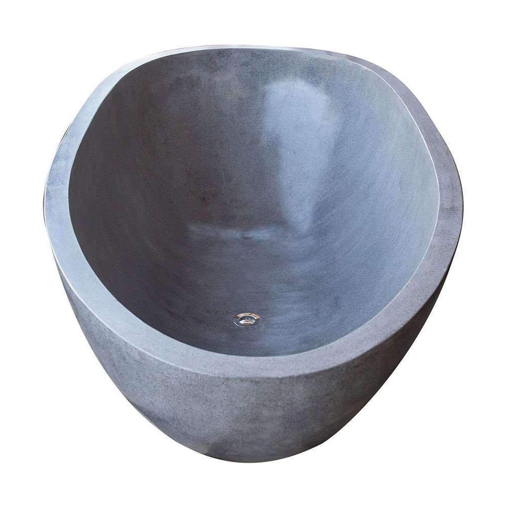 Terrazzo Stone Freestanding Bath Tub - Grey-France & Son-FL1701STONE-Bathtubs-6-France and Son