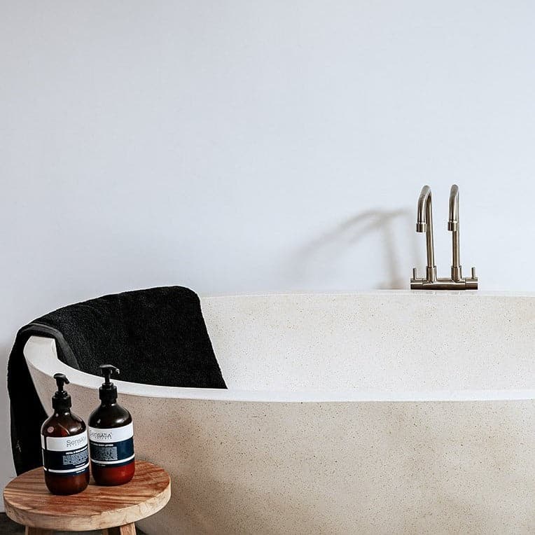 Terrazo Stone Bath Tub Freestanding - Natural-France & Son-FL1701WHT-Bathtubs-3-France and Son
