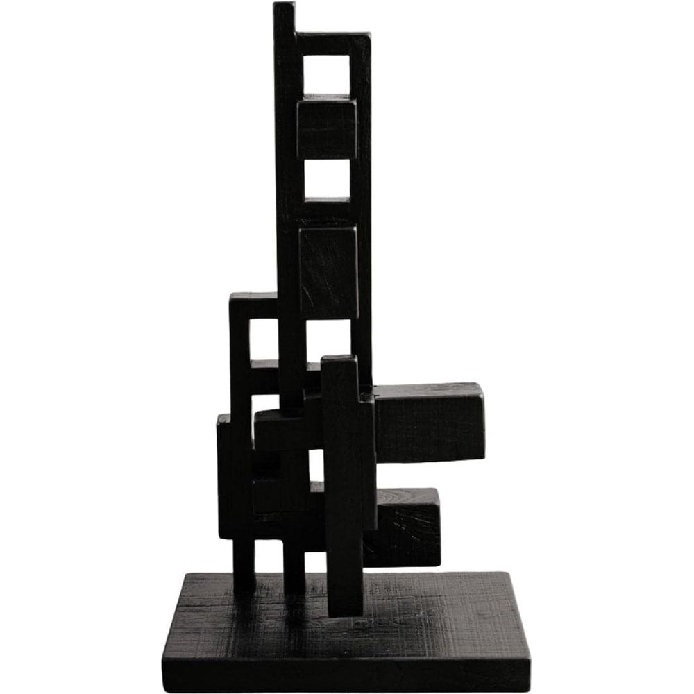 Pixel Love Large Teak Sculpture-France & Son-FL2004BLK-Decorative Objects-1-France and Son