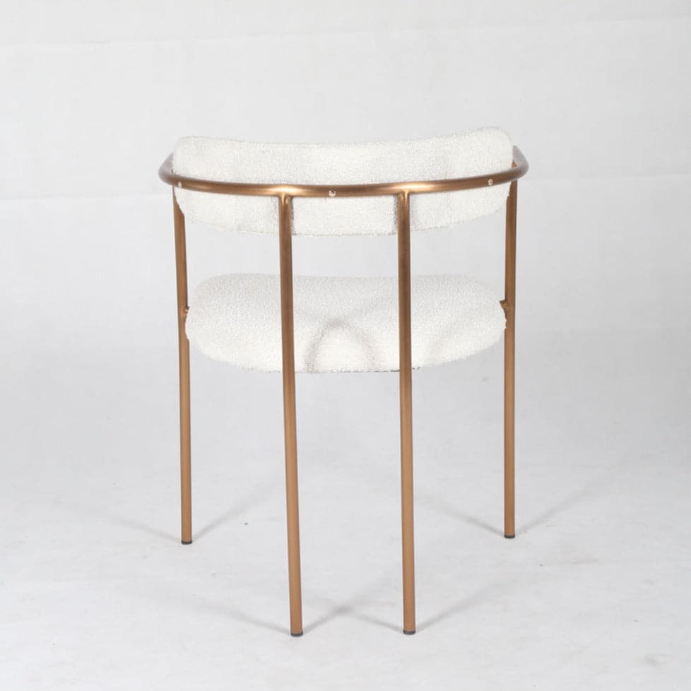 Jagger Dining Chair with White Boucle and Rose Gold Frame