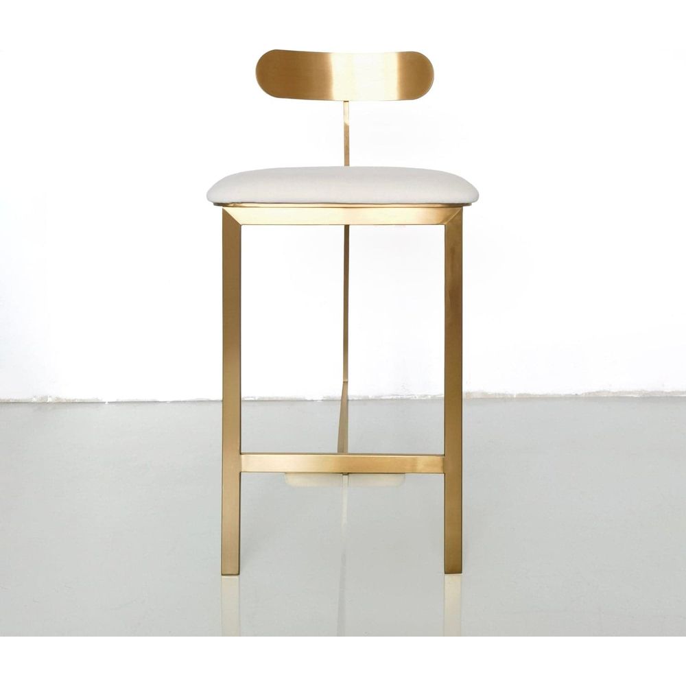Yabu Counter Stool-France & Son-FMS004C-BGEGLD-Bar StoolsGold / Off-White Velvet-1-France and Son