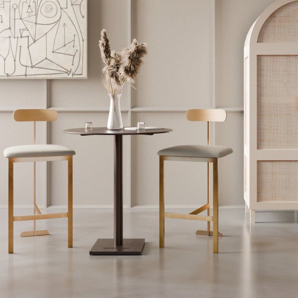 Yabu Counter Stool-France & Son-FMS004C-BGEGLD-Bar StoolsGold / Off-White Velvet-2-France and Son