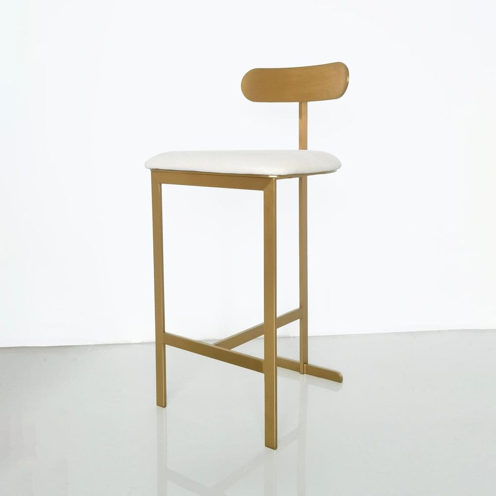 Yabu Counter Stool-France & Son-FMS004C-BGEGLD-Bar StoolsGold / Off-White Velvet-2-France and Son