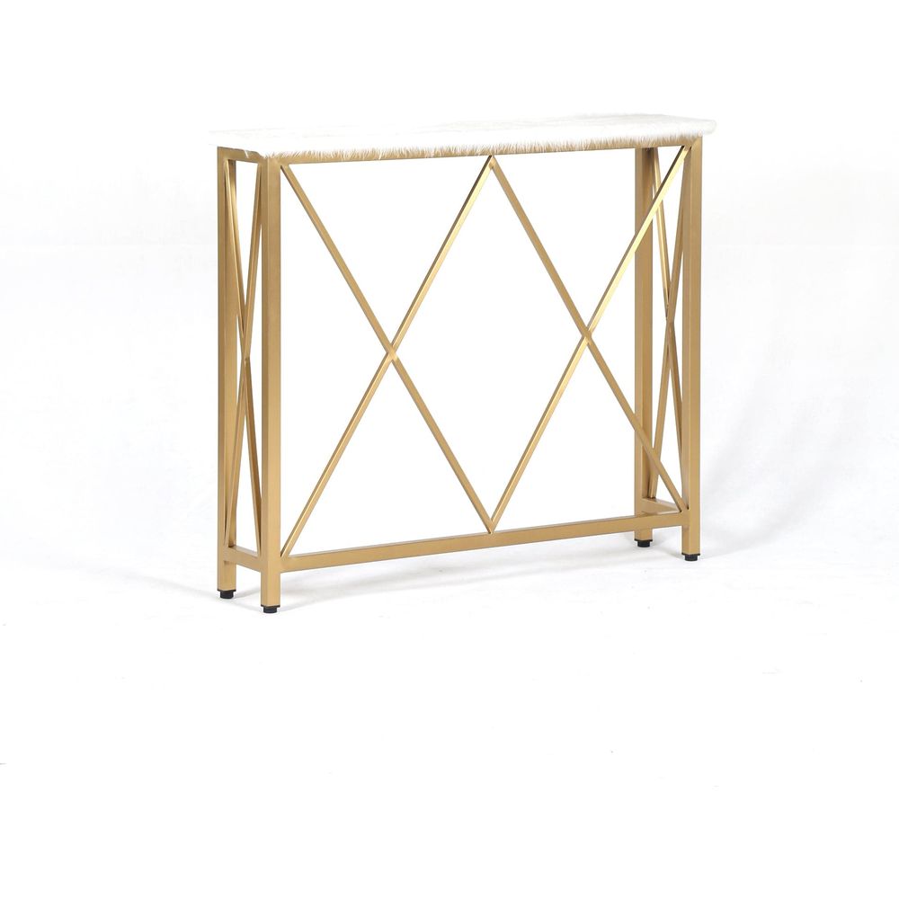 Hair on Hide Console Table - Gold Frame
