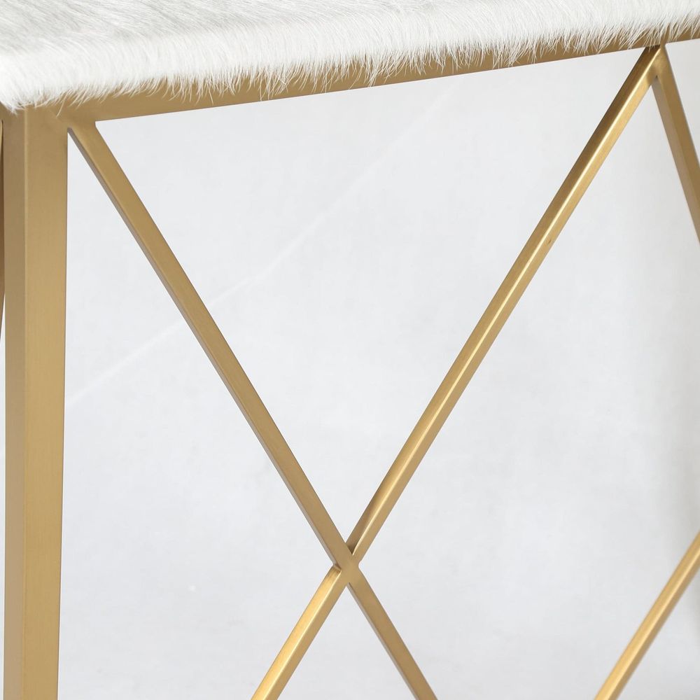 Hair on Hide Console Table - Gold Frame