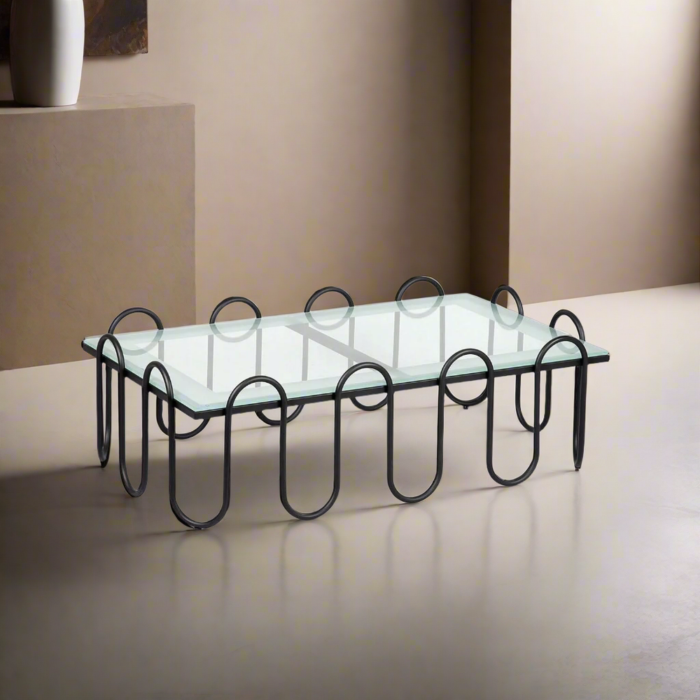 Ripple Rectangle Coffee Table with Glass Top