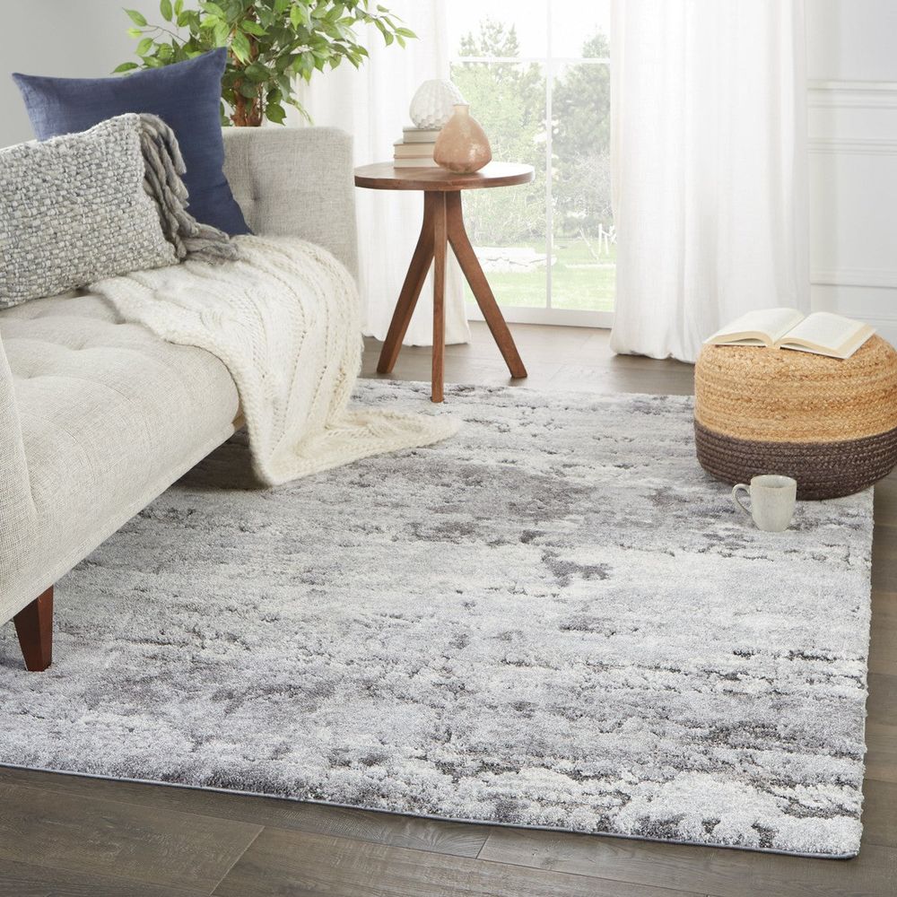 Merine Chaz Abstract Gray/ Ivory Runner Rug (3'X10')