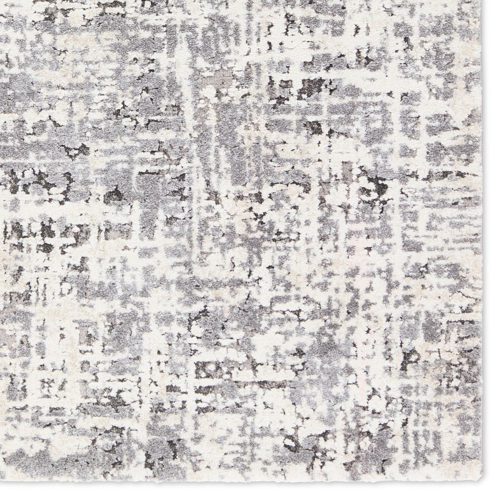 Merine Giulia Abstract Gray/Cream Runner Rug (3'X10')