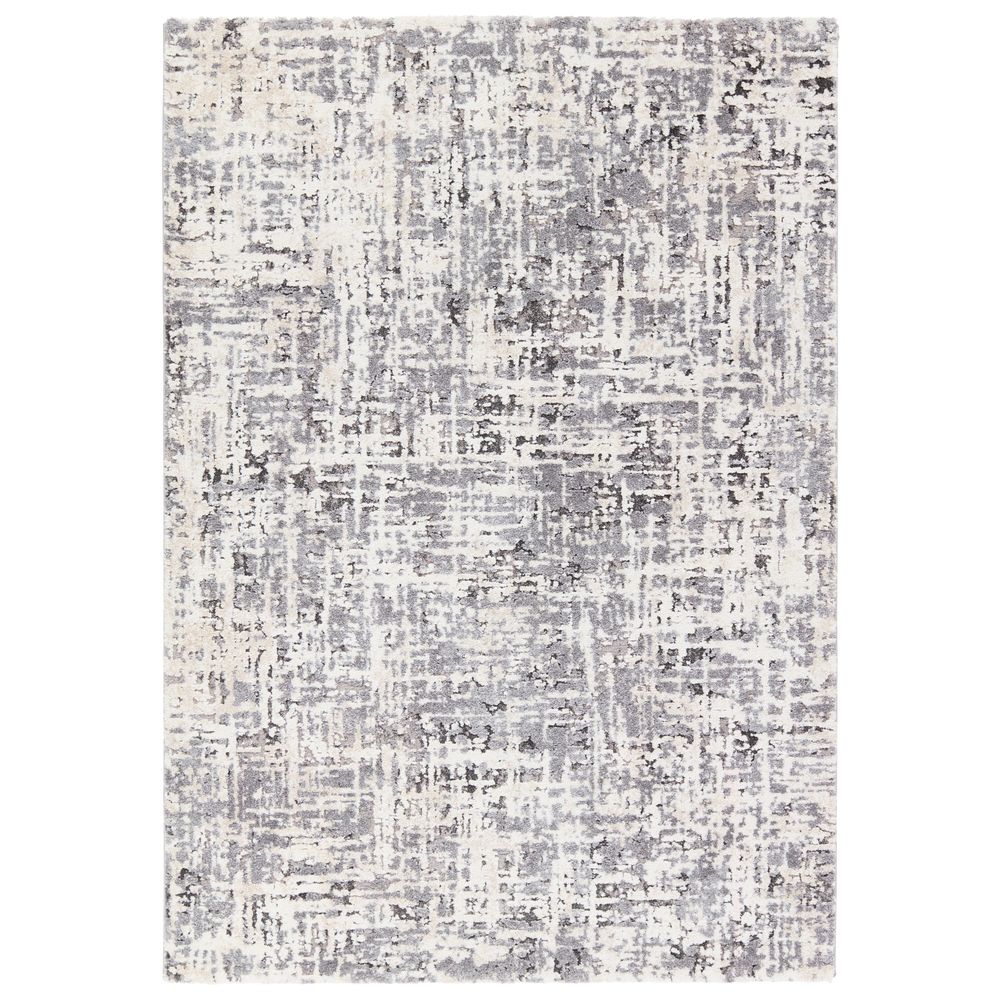 Merine Giulia Abstract Gray/Cream Runner Rug (3'X10')