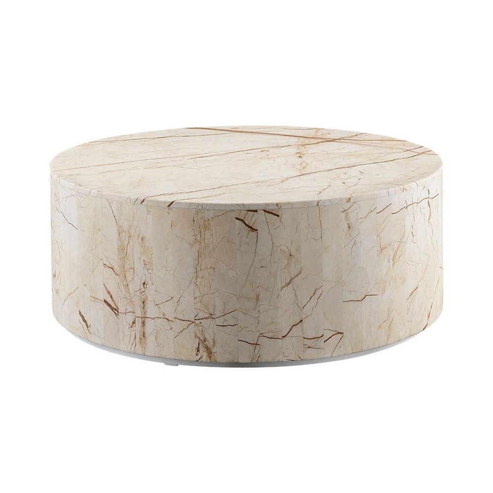 Monolith Drum Coffee Table-France & Son-FVT041SGOLD-Coffee TablesGold Marble-9-France and Son