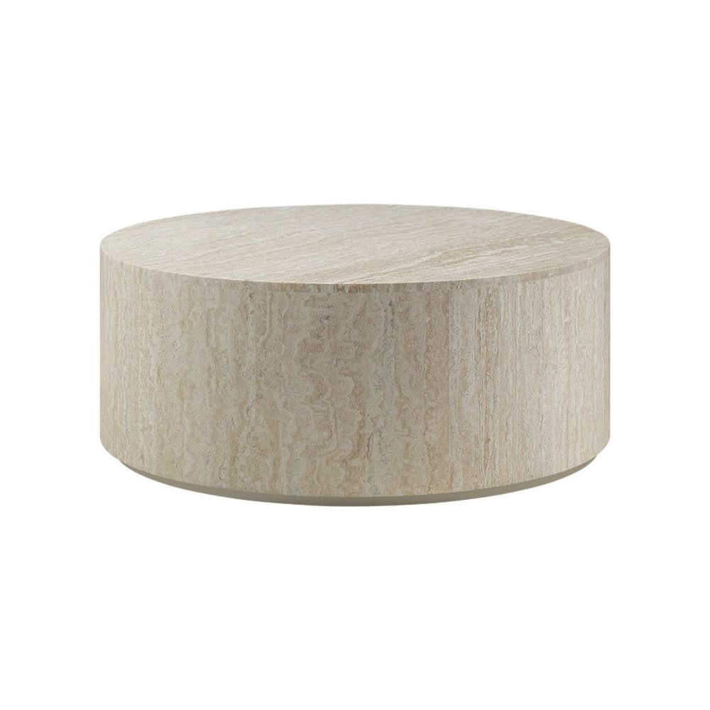 Monolith Drum Coffee Table-France & Son-FVT041TVTW-Coffee TablesWhite Travertine-4-France and Son