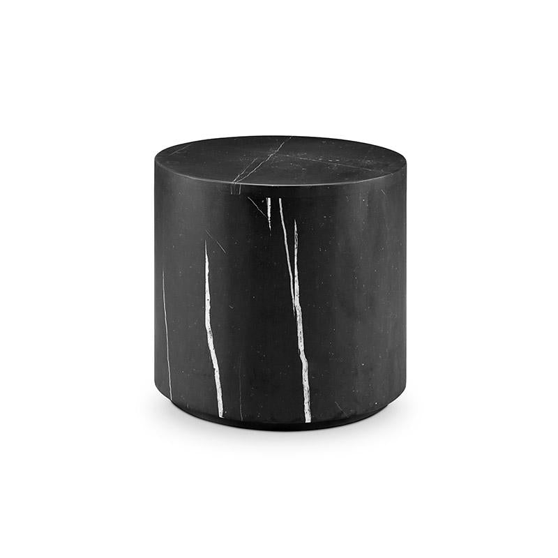 Nero Marquina Black Marble Drum Side Table - Classico-France & Son-FVT044MBLK-Side Tables-1-France and Son
